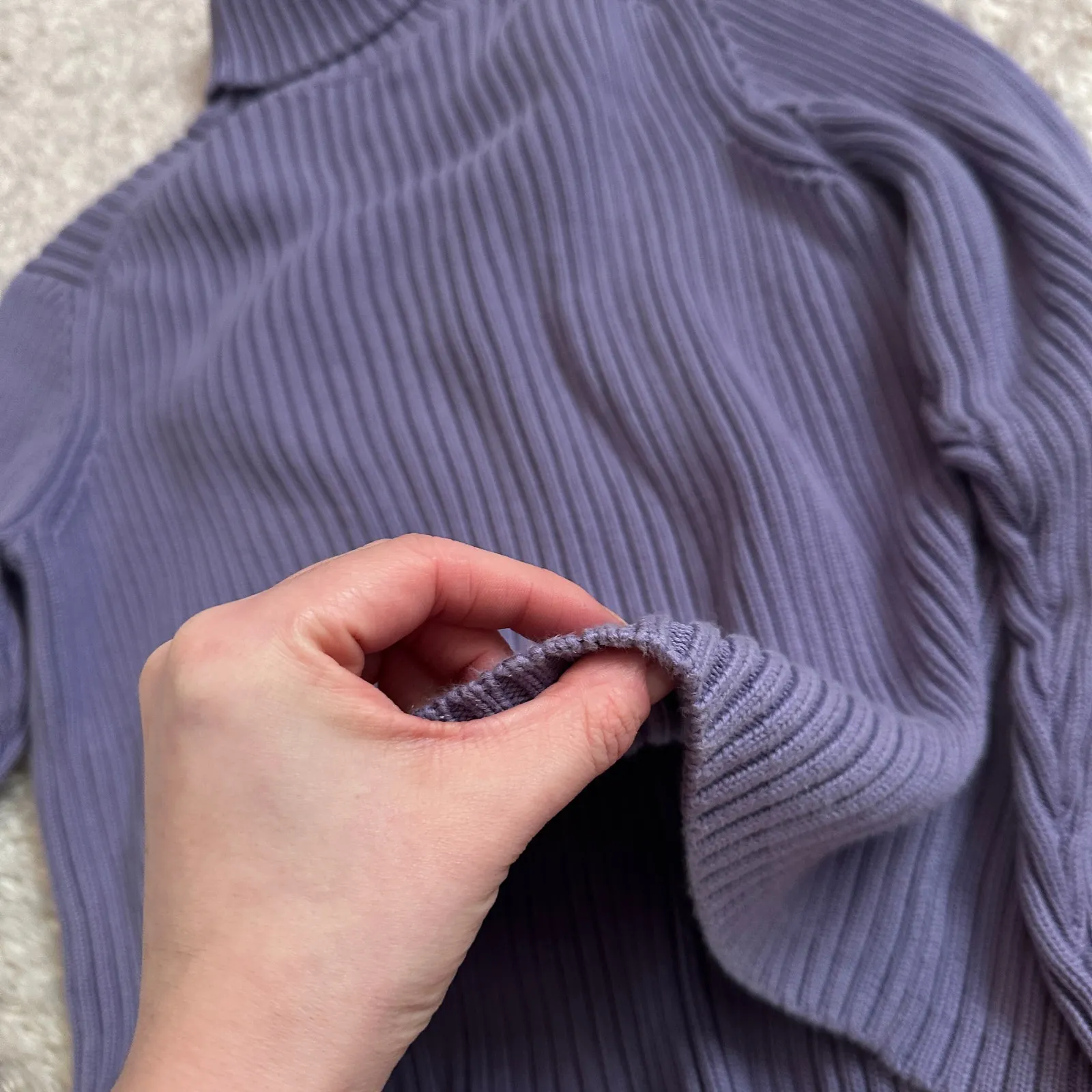 Vintage Eddie Bauer Purple Cotton Purple Chunky Knit Turtleneck Sweater - Image 9