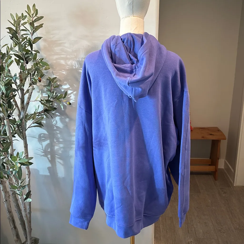 Adidas Essentials Oversized Purple Fleece Hoodie New! - Image 10