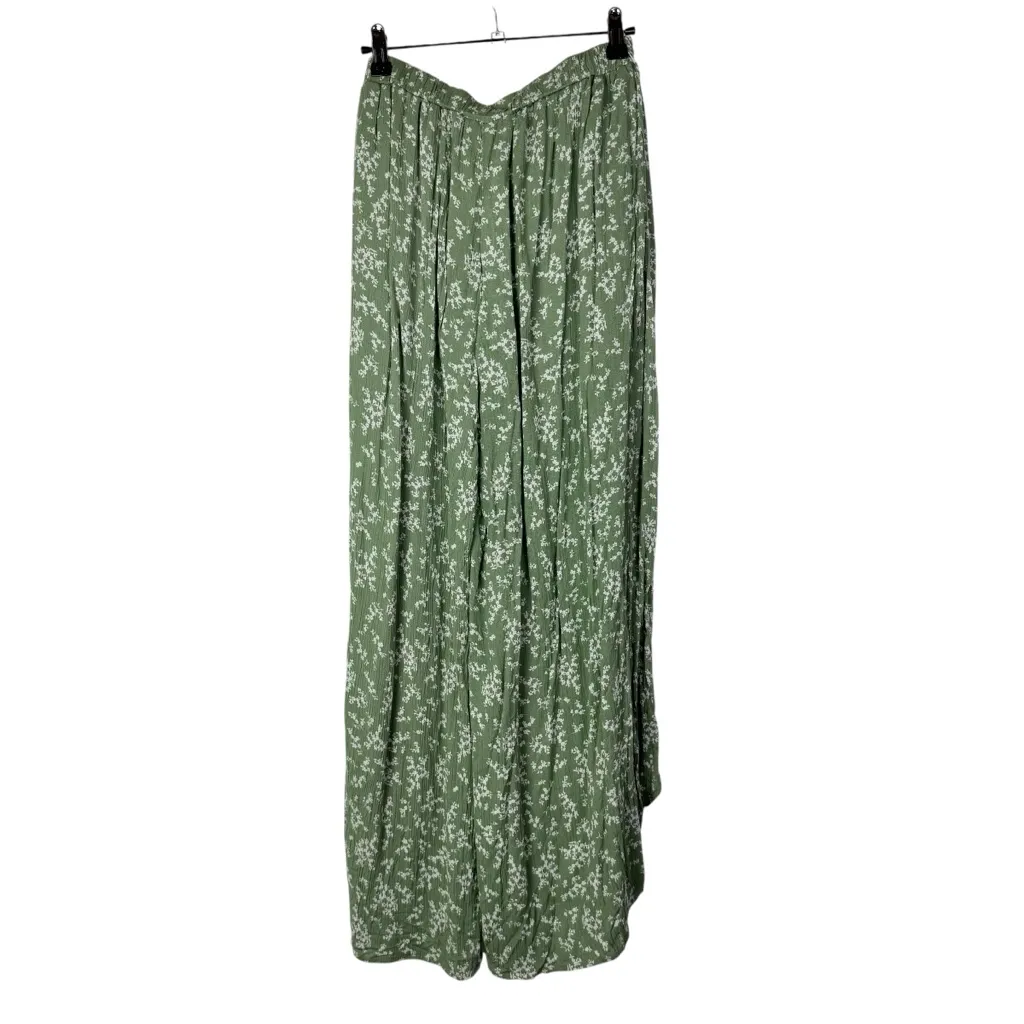 Boutique Sugar & Cream Green Floral Wide Leg Soft Pants S - Image 2