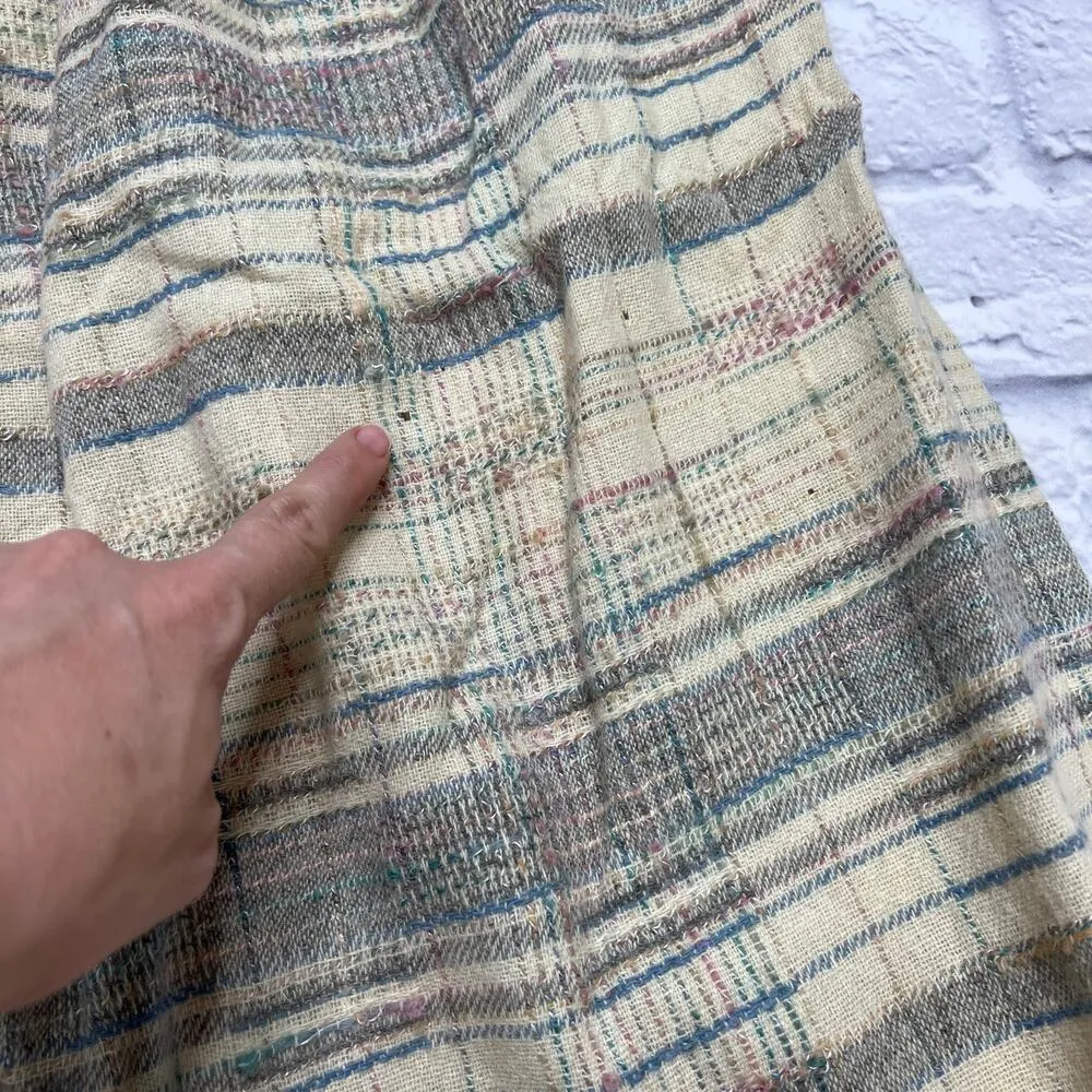 Vintage Diane Von Furstenberg Plaid Skirt Size 14 Wool Blend Beige Pleated Midi - Image 3