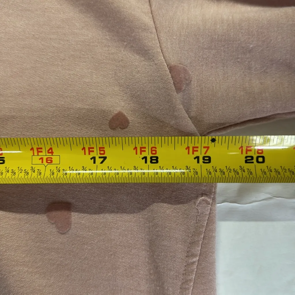 Jane and Delancey Pink velvet heart Sweatshirt lightweight M casual pastel - Image 10