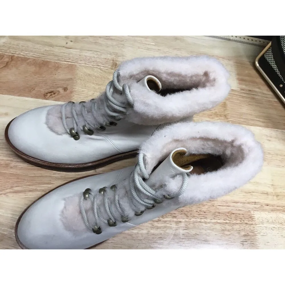 Kork Ease Winslet Bootie Cream Leather Shearling Trim Size 6.5 New - Image 6