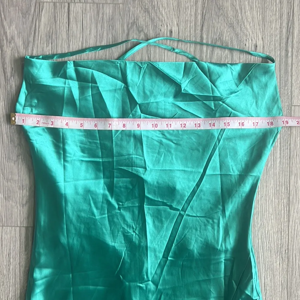 SBetro Crisscross Backless Split Thigh Satin Cami Dress - Image 4