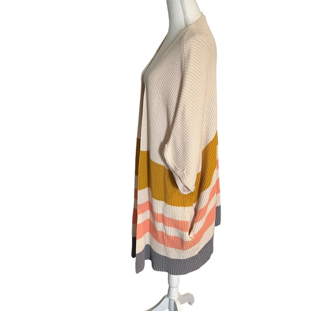 By Together Color Block Long Open Cardigan Short Sleeve Sweater M/L - Image 4