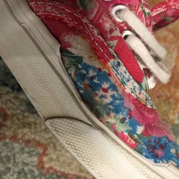 VANS Red Blue Floral Canvas Low Sneakers Shoes Unisex Women's 7 Men's 5.5 - Image 11