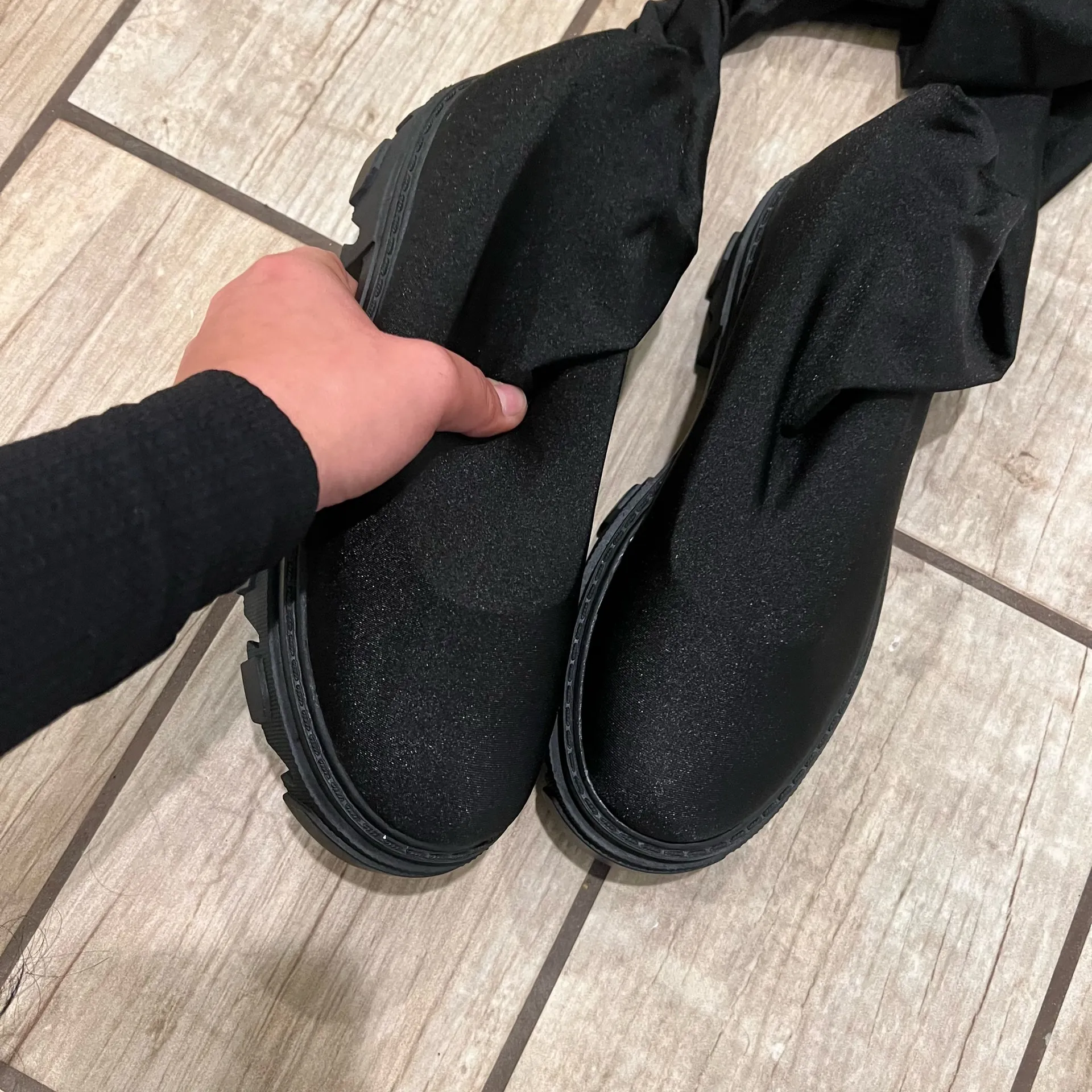 Leggings Boots Slim Fit Boots Chunky Leggings Boots Combat High Waist Round Toe Black Size 6 - Image 10