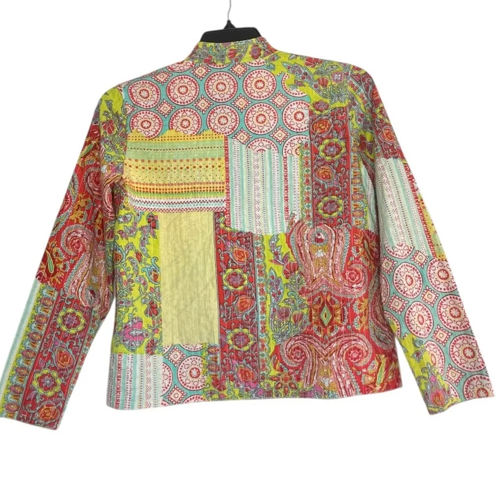 VTG CHOICES JACKET COLORFUL WORK TRAVEL CRUISE VACA PAINTED BUTTONS SP Green Size undefined - Image 2