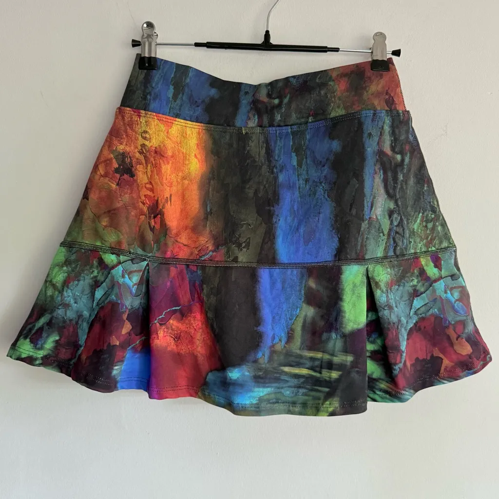 Dona Jo Fitwear Skort Multi Color Tie Dye‎ Pickleball Tennis Golf Skirt Size 1 S Purple - Image 5