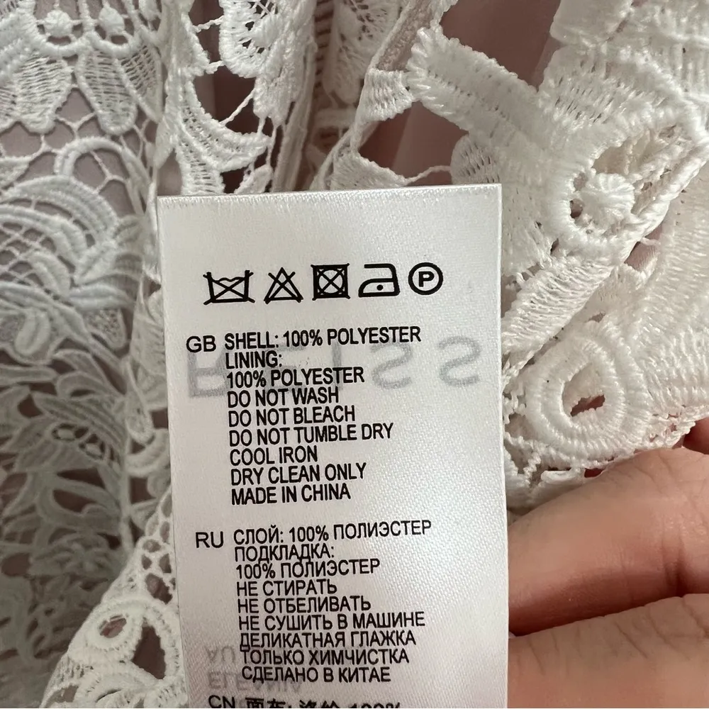 NEW NWT  Eleania Lace Fit & Flare Open Back Dress In Off White/Ash - Image 14