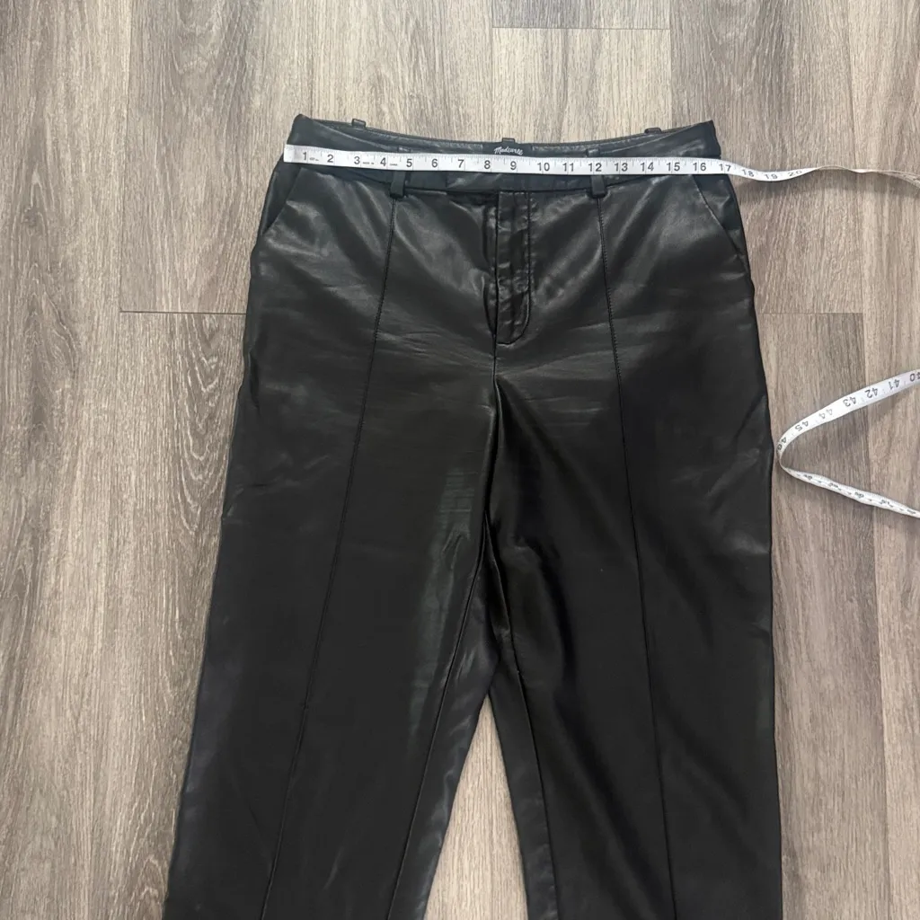 Madewell x Amiee Song Black Faux Leather Pants Size 12 Relaxed Fit High Rise - Image 8