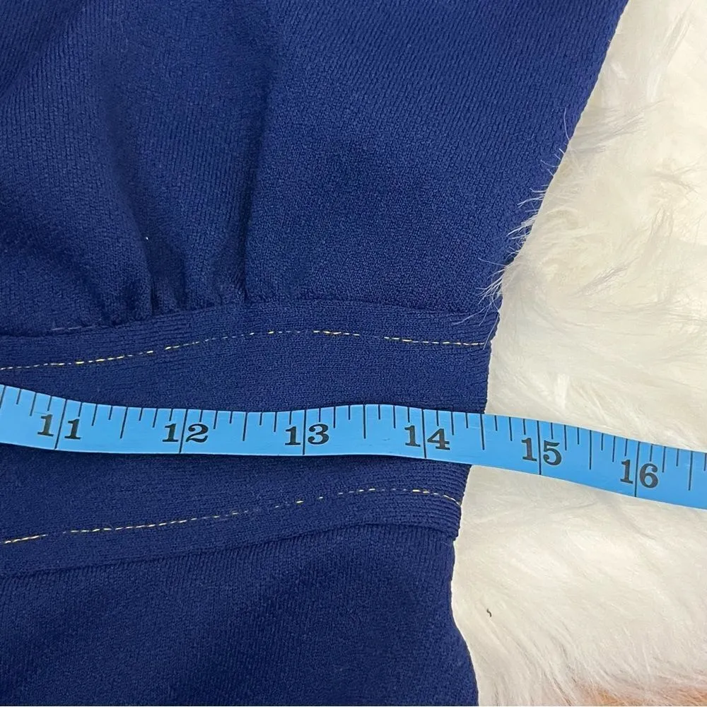 Vintage 60’s JC Penny Fashions Navy Double Dagger Collar Leisure Dress 13 Blue - Image 10