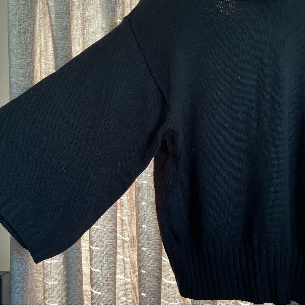 Pria Black Cotton Batwing Elbow Length Turtleneck Sweater Size Large - Image 14