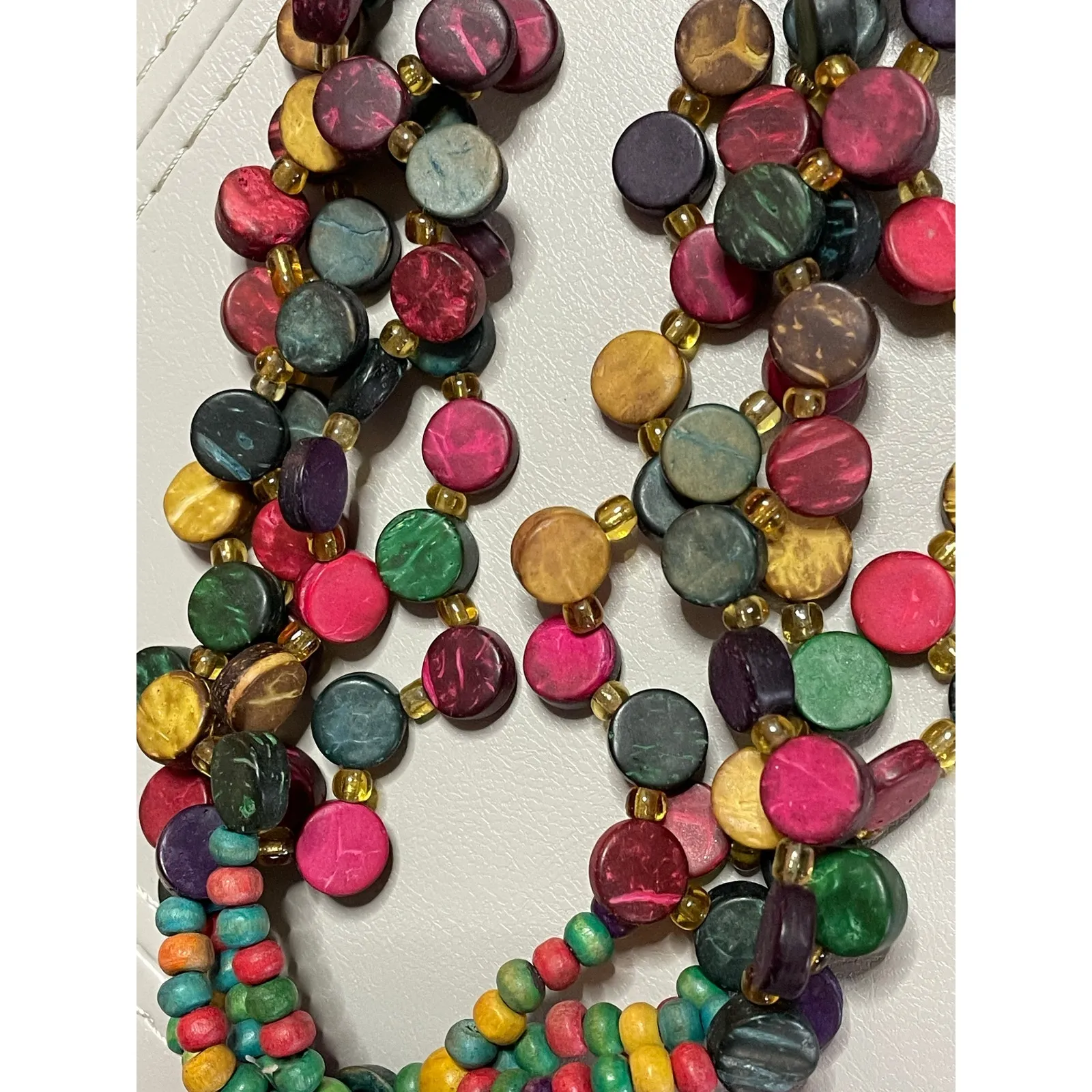 Costa Rican Artisan Colorful Wood Bead Necklace - Image 4