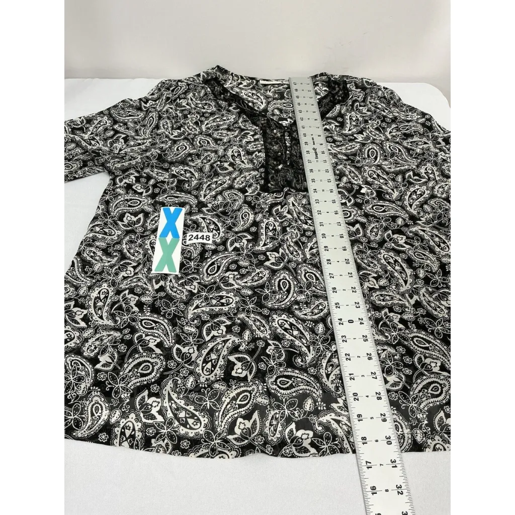 Womans White Stag Womans Plus 22W/24W Black White Sequins V Neck Beach Coverup - Image 5