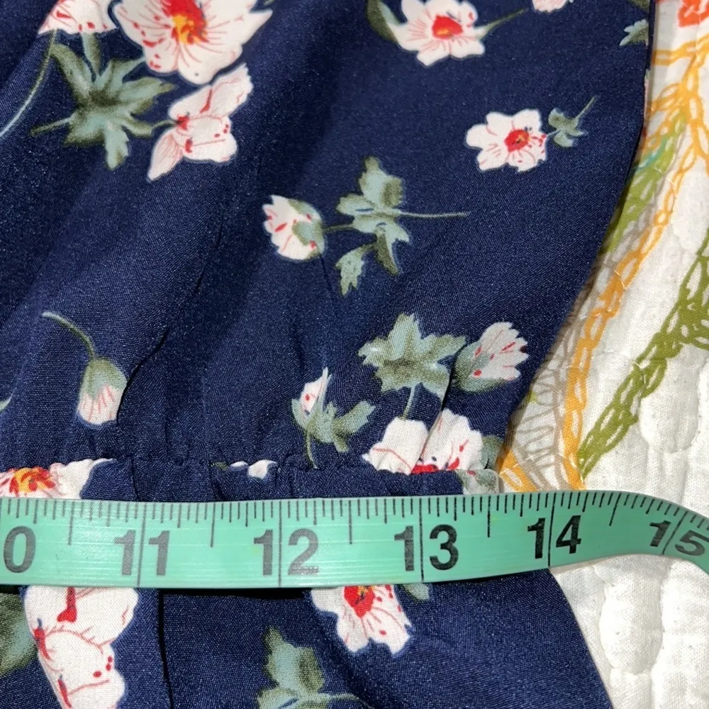 SHEIN large womens sundress dark blue floral print spaghetti strap elastic waist - Image 4