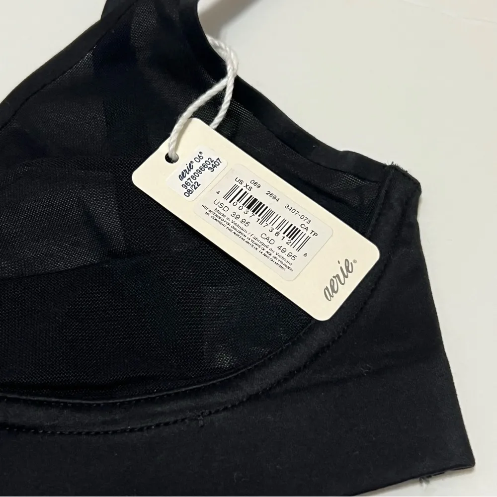 Aerie SMOOTHEZ Mesh Bralette True Black Unlined Wireless Size XS New - Image 9