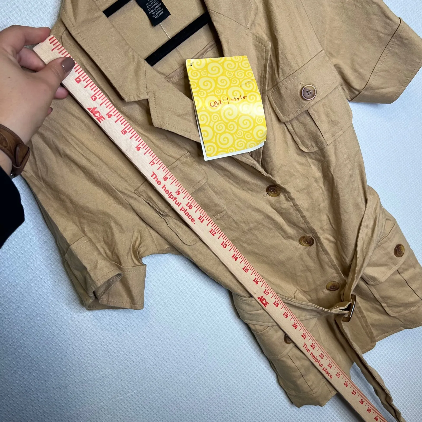 Dialogue Women's Beige Linen Blend Belted Button Down Shirt Jacket Size‎ M - Image 7