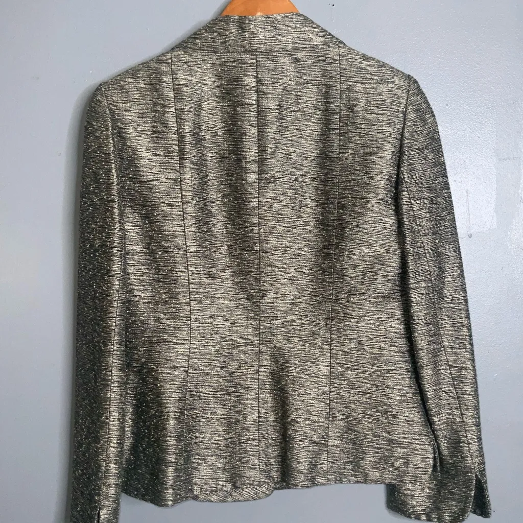 Kasper Women's Platinum Tweed 3-Pearly Button Classic Silk-Cotton Blazer Size 8 - Image 6