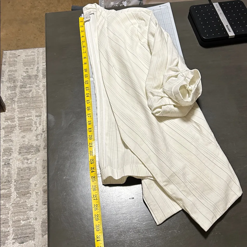 Rachel Zoe Blazer Women Large White Blue Magnolia Cottage Cowgirl Pocket Light - Image 6