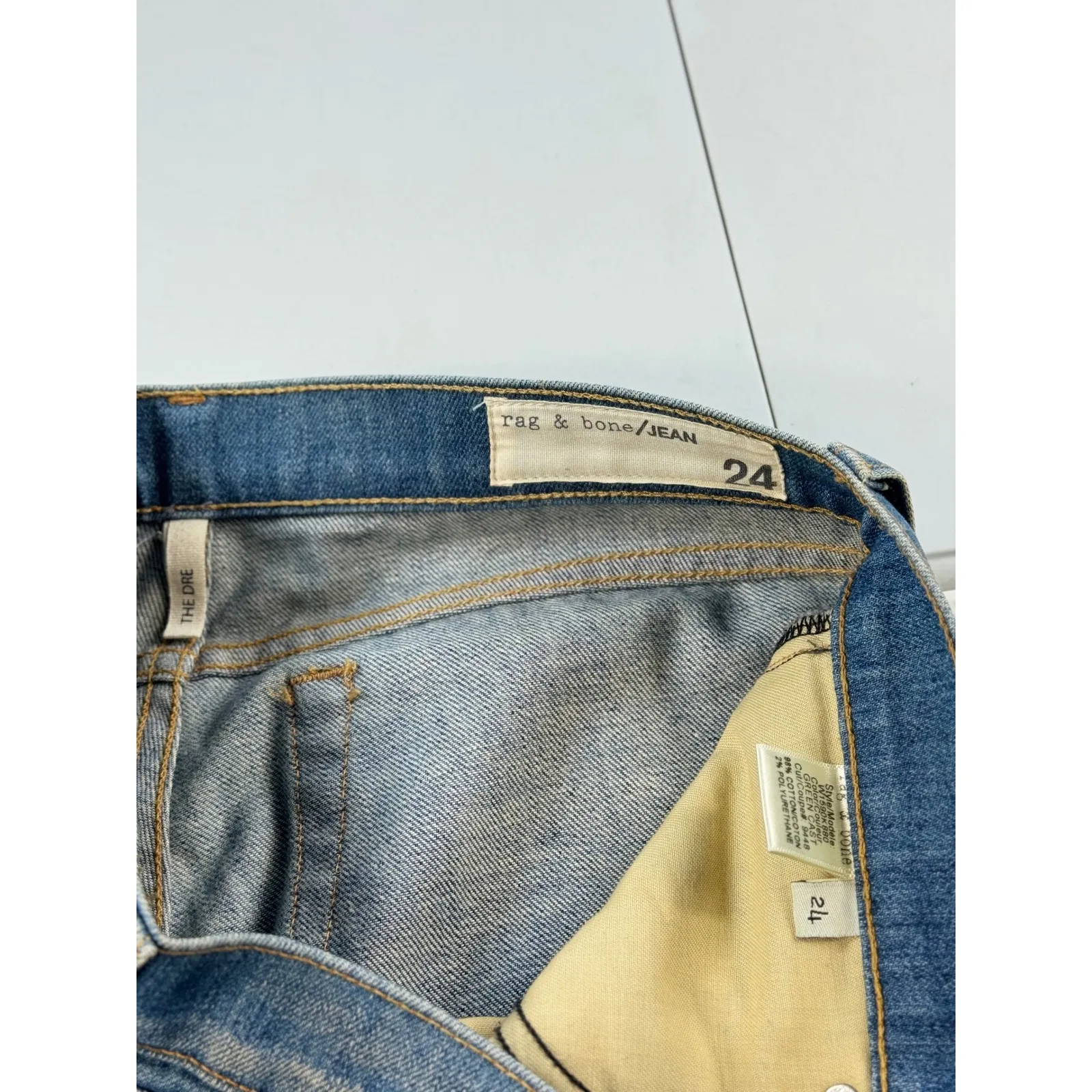 Rag & Bone The Dre Low Rise Ankle Skinny‎ Jeans Size 24 Green Cast Wash Denim - Image 5