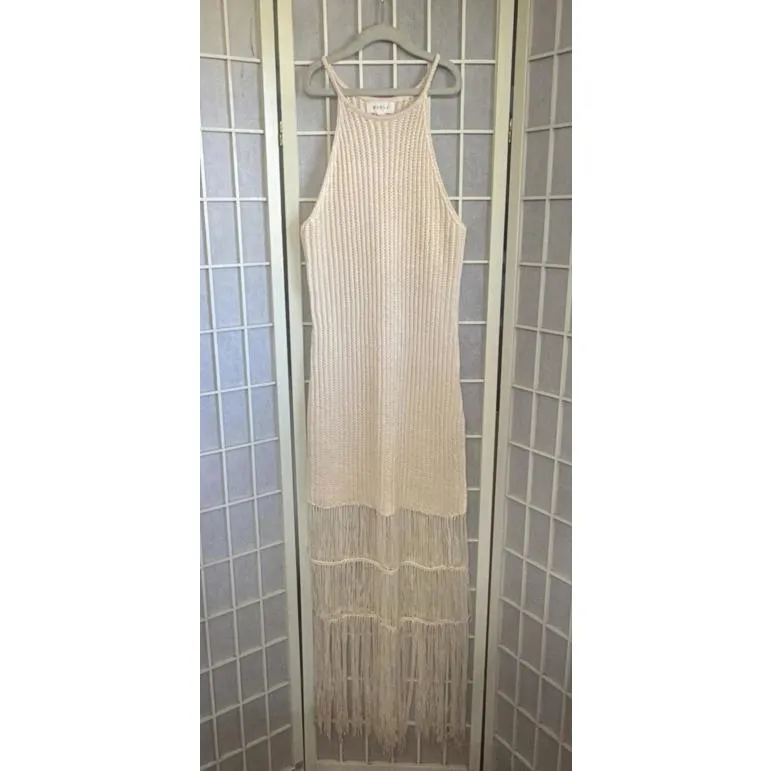 Mable Crochet Ivory Boho Hippie Beach Minimalist Quiet Luxury Maxi Dress Large - Image 7
