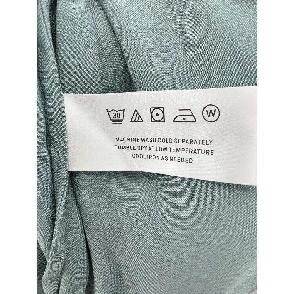 Modern Citizen Aileen Tie Shoulder Maxi Dress Pleated Ruched Hem Teal Size Small - Image 6