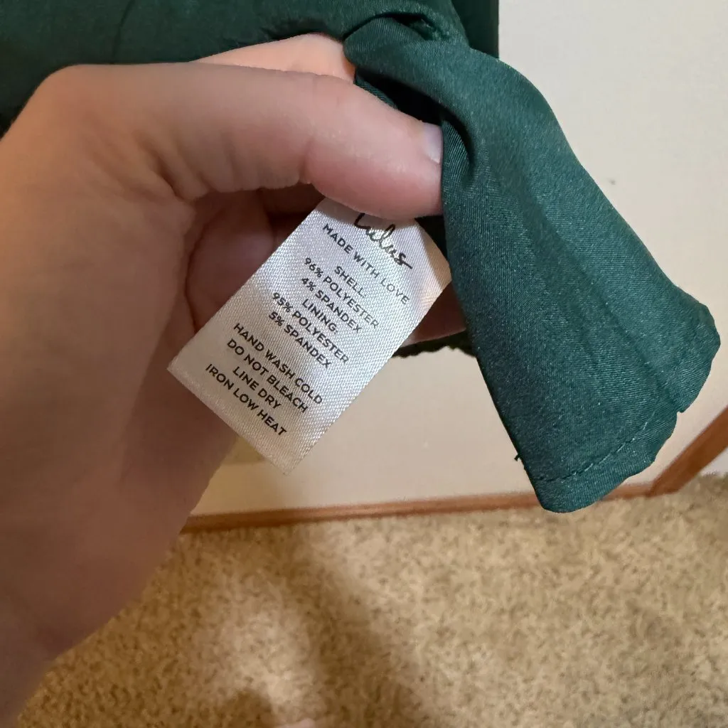 Lulus Forever Tied To You Satin Tie Back Mini Dress Long Sleeve Green Size L - Image 14