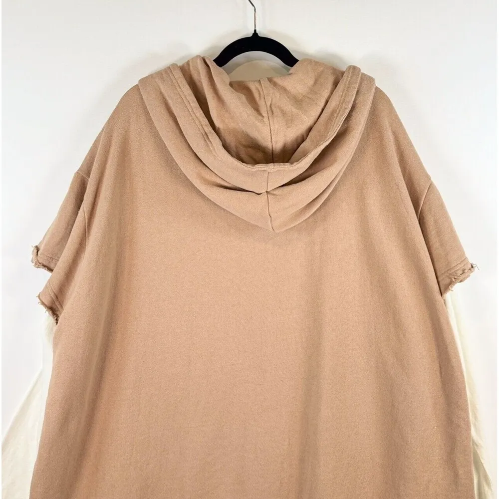 Free People Beach Hoodie Brown Jet Set Twofer Pullover Lagenlook Streetwear M/L - Image 10