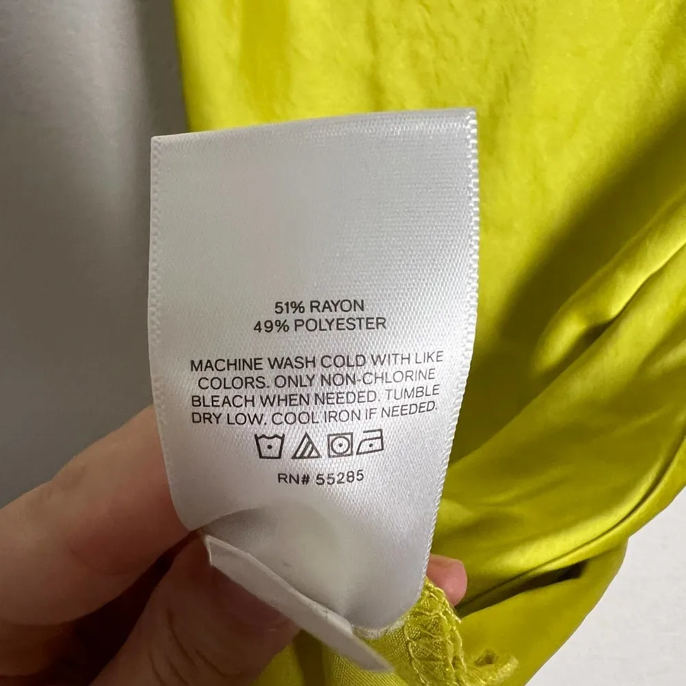 Express Satin Cowl Neck Midi Slip Dress in Lime Green Size Small - Image 13