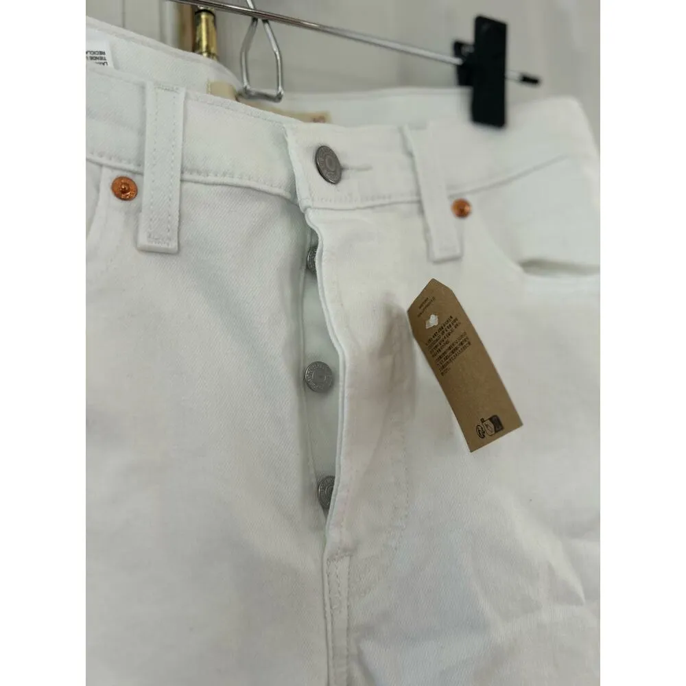 NWT Levis Wedgie White Cropped Button Fly Jeans - Image 4