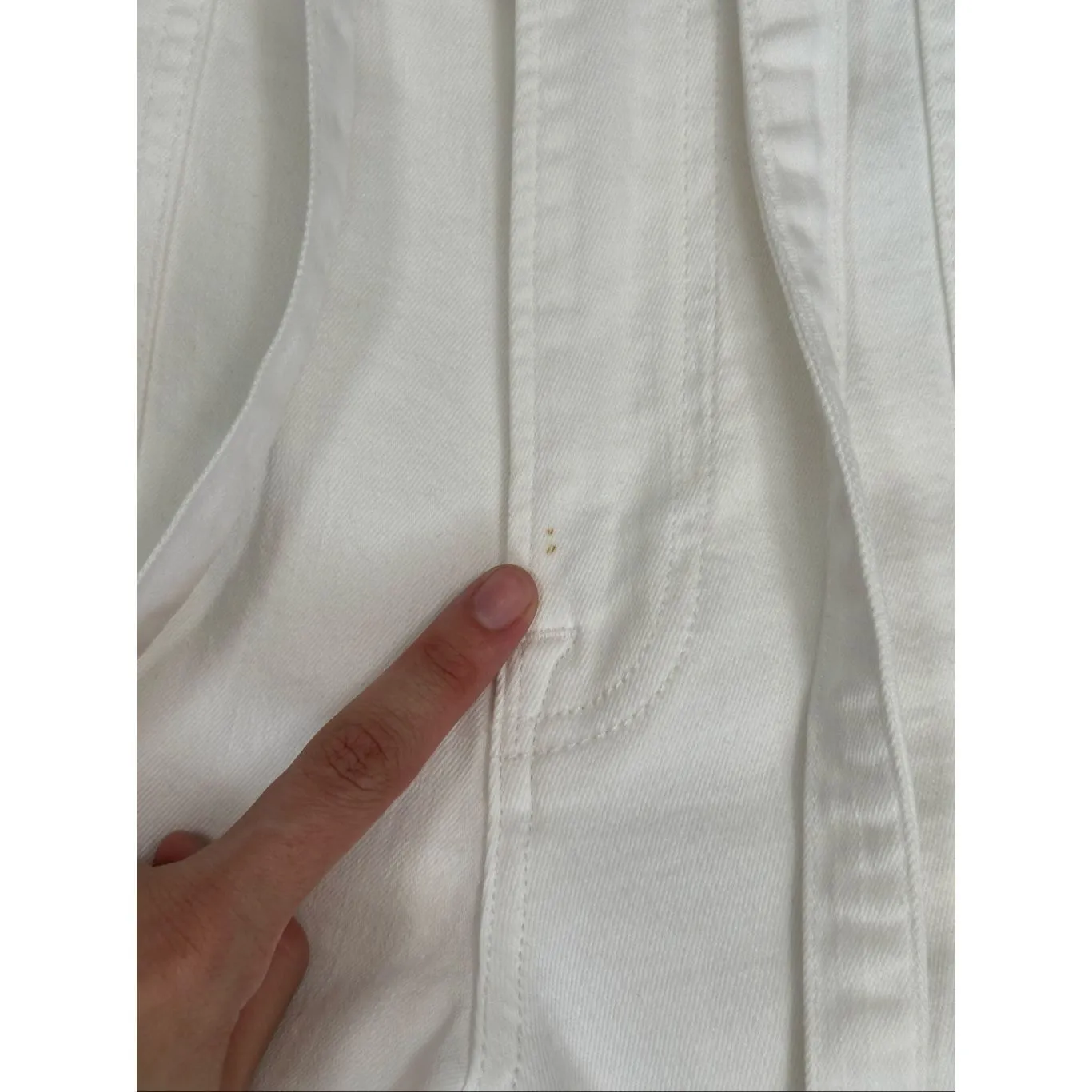 Frame Denim Le Crop Flare Leg Jean Womens 27 Blanc White Triple Button Tie Waist - Image 13