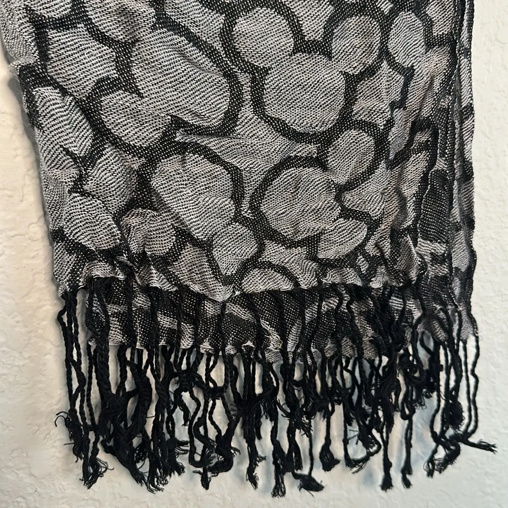 Vintage Disney Pashmina Grey Black Scarf Wrap 72” Hidden Mickey Mouse Ears WDW - Image 2