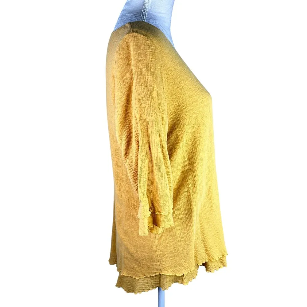 Soft Surroundings Siesta Key Tunic Top M Mustard Vacation Cruisewear - Image 8
