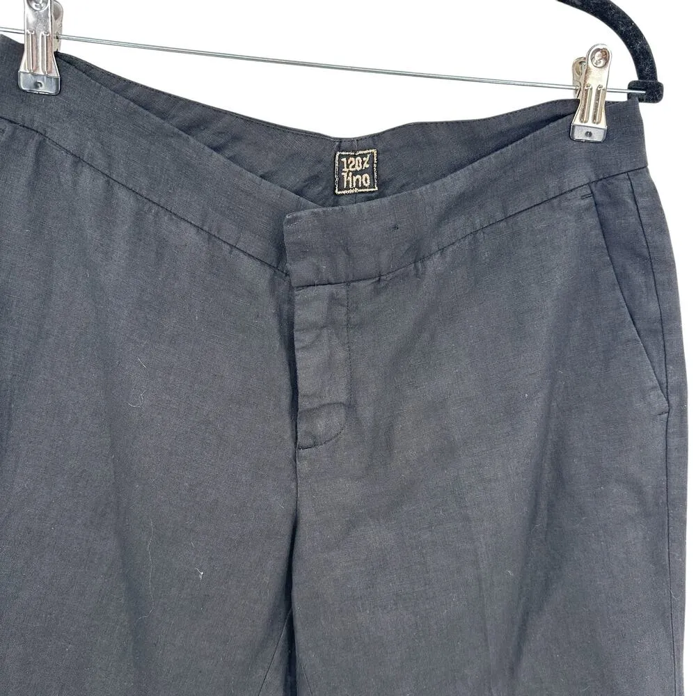 120% Lino Bermuda Shorts Long Inseam Length‎ Zip Linen Black Size 44 US 8 - Image 2