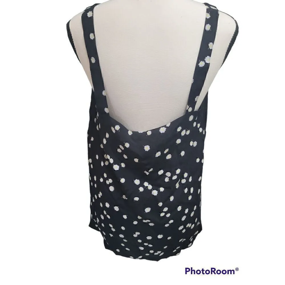 Joules Black Daisy Kyra Print Vneck Spaghetti Strap Tank Blouse Sz 8 New - Image 3