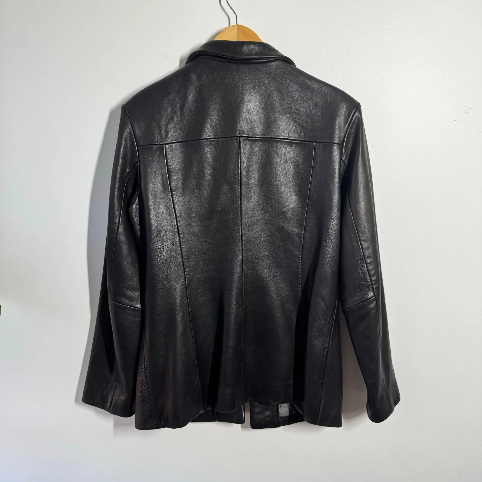 Boston Harbour Leather Jacket Women L Black Quite Luxury Old Money Minimal 90s Size L - Image 2