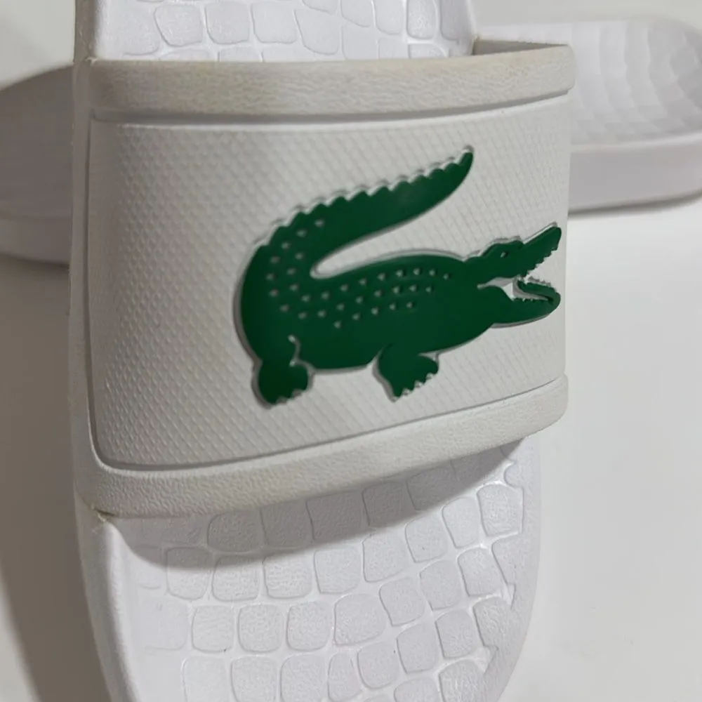 Lacoste White Slides with Green Logo - Image 2
