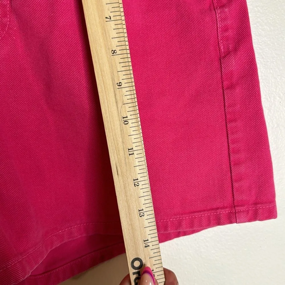 Vintage bongo button fly pink denim jean shorts  big logo on back size 5 - Image 8