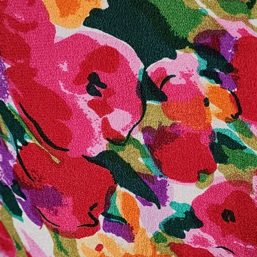 Vintage Sellecca 90s Multicolored Floral Silk Button Down Size 12 - Image 2