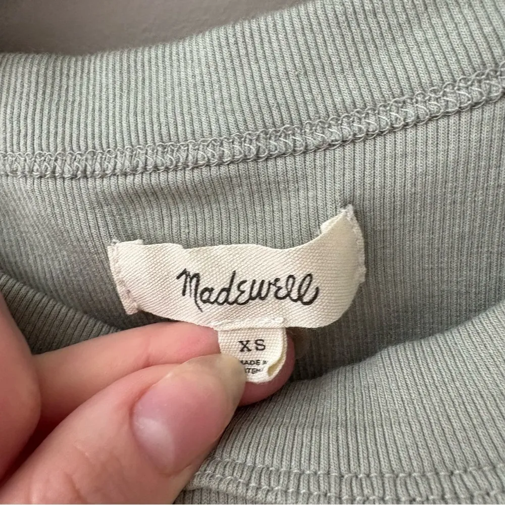 Madewell Crewneck Ribbed Tank Top Sage Green Sz XS - Image 6