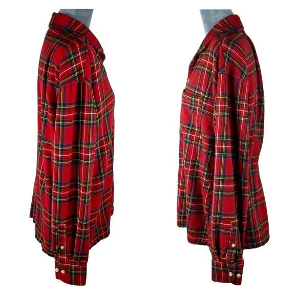 Abercrombie Flannel Pajama‎ Shirt Women's Large Red Plaid Sleep Top Soft A&F - Image 5