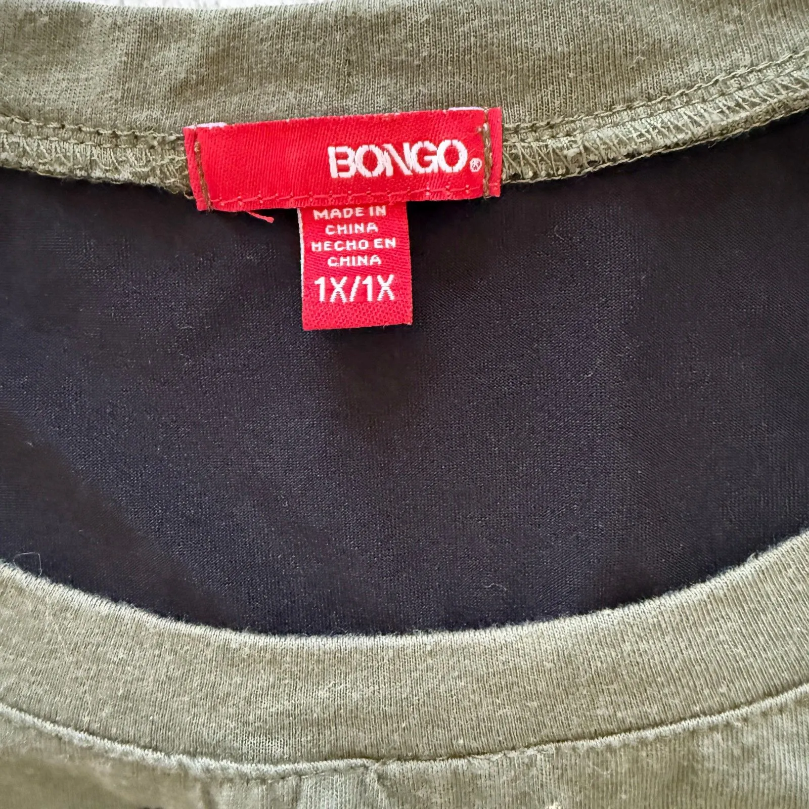 Bongo VTG Y2K Green Subculture Grunge Embellished Fleur-de-Lis Top Sz 1X - Image 6