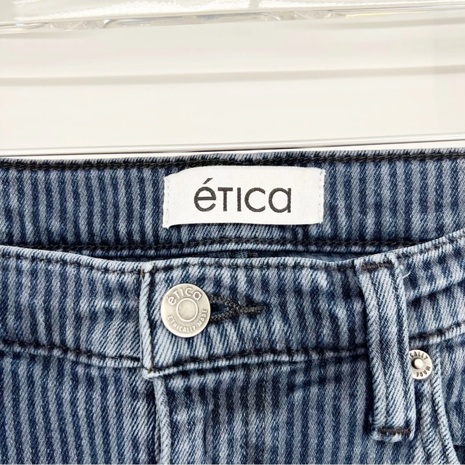 Etica Scarlett Mid Rise Skinnyish Leg Jeans 30‎ Night Stripe Blue - Image 7