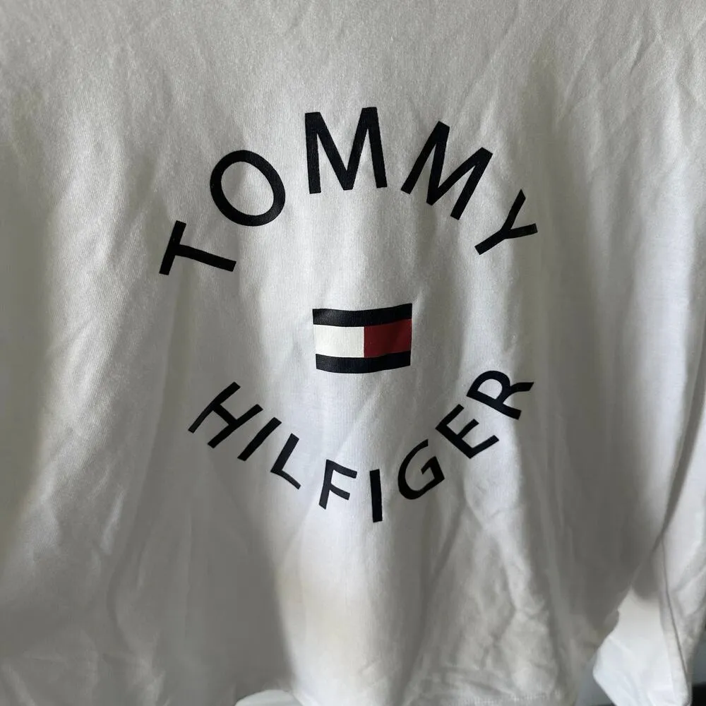 Tommy Hilfiger Sport Medium Cropped Front Tie White Sweatshirt with Logo NWOT - Image 3