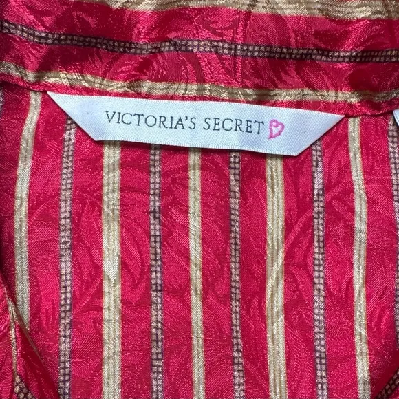 Victorias Secret Button‎ Down Sleep Shirt Red & Gold Womens size XS - Image 4