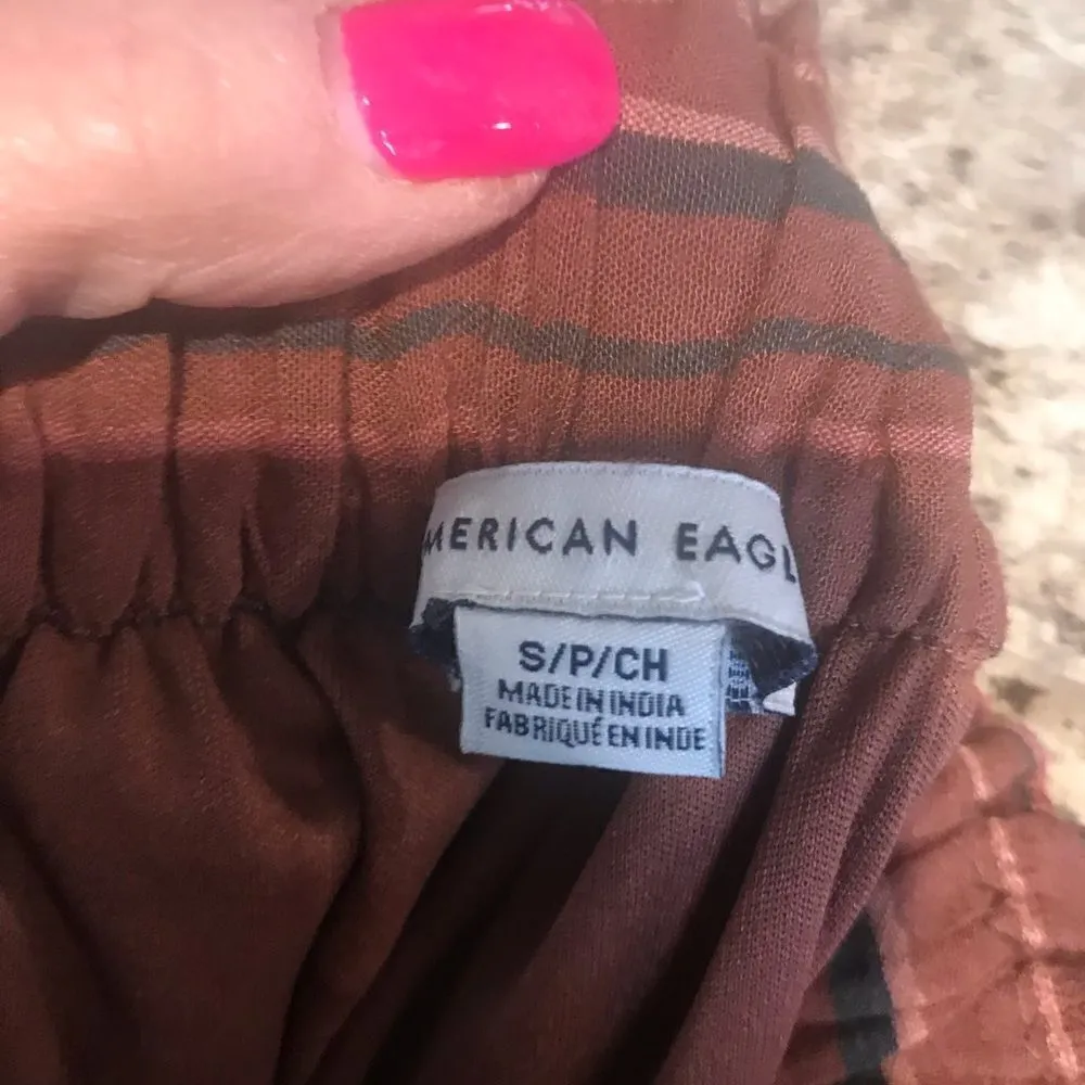 American Eagle brown/grays striped pants side pockets size small petite - Image 5