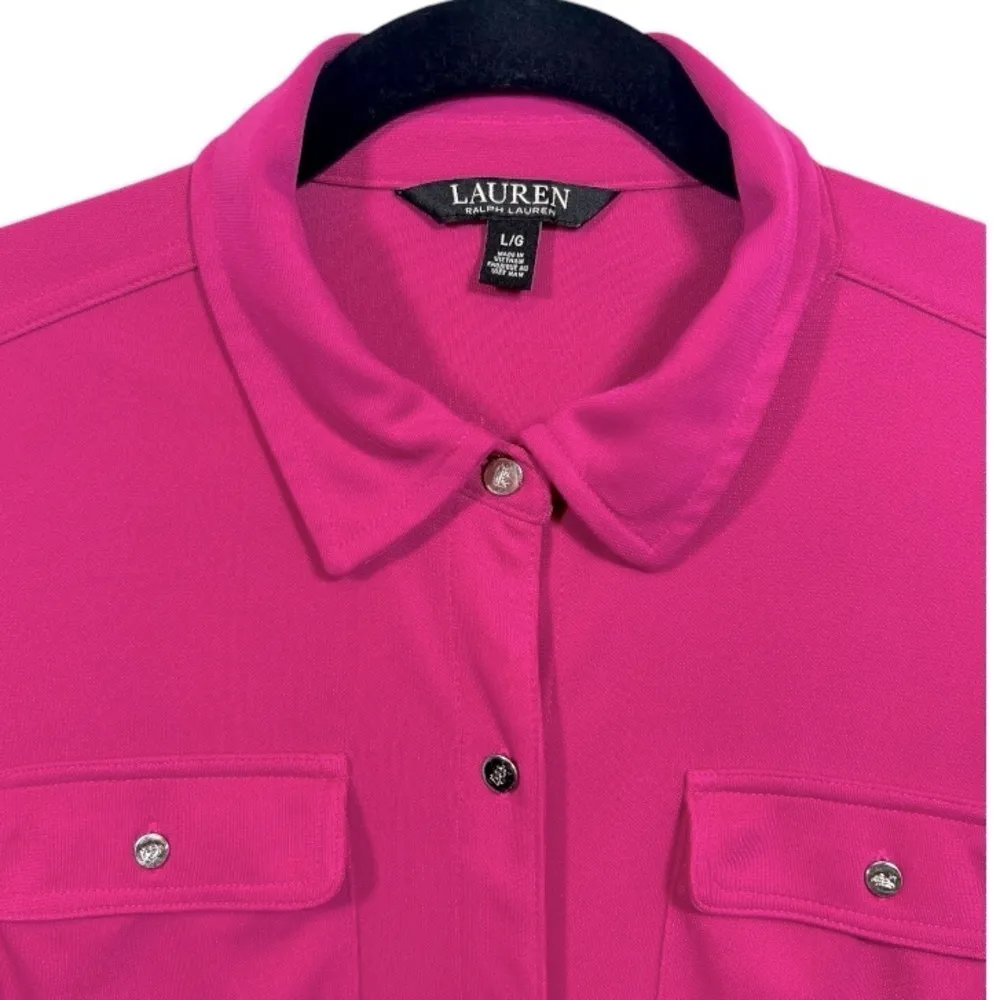Lauren Ralph Lauren Long Sleeve Button Down Blouse Top Pink Size Large Old Money - Image 4