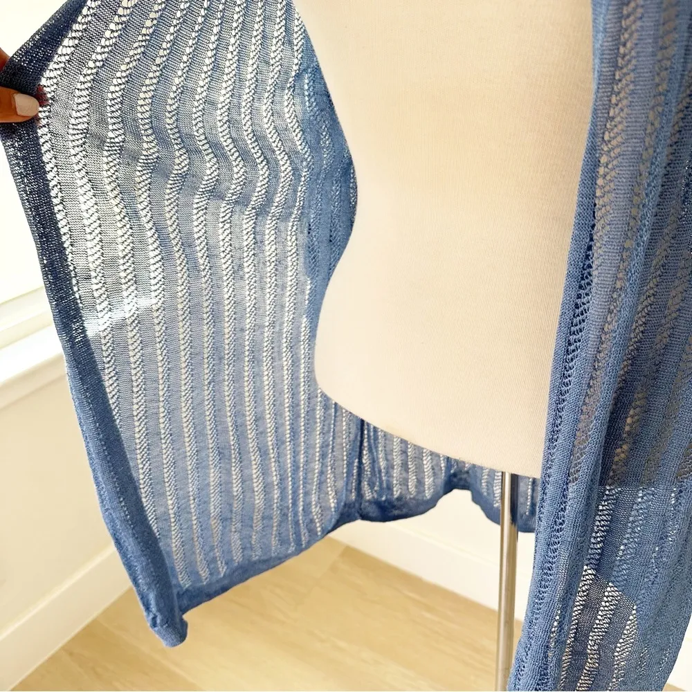 Nic+Zoe Sheer Nights Blue Linen Blend Cardigan NWT | Medium - Image 5