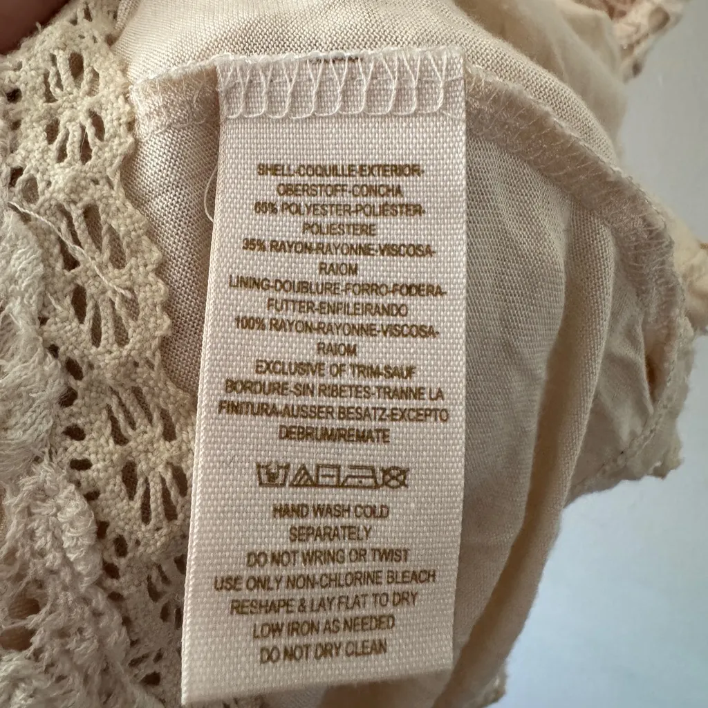 FREE PEOPLE Cream Crochet Lace Scoop Neck Bodycon Short Sleeve Mini Dress - Image 7