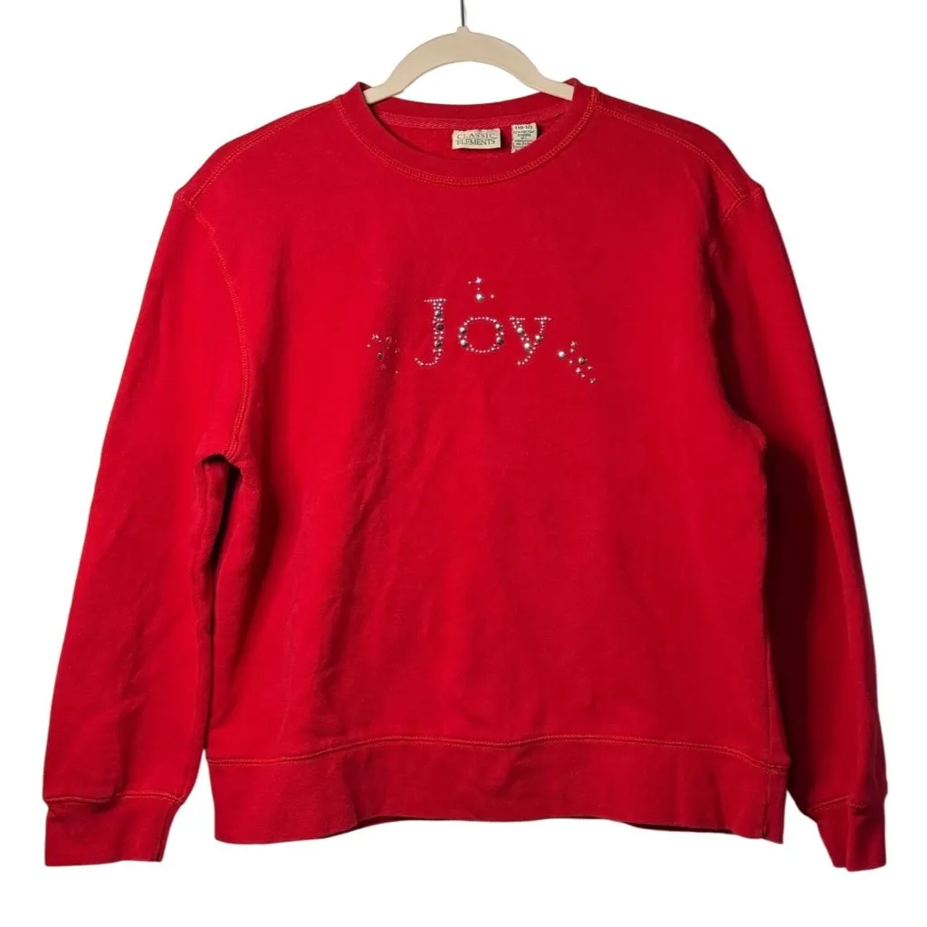 VTG Classic Elements Red Joy Embellished Crewneck Sweatshirt Women's SZ M Cotton - Image 1